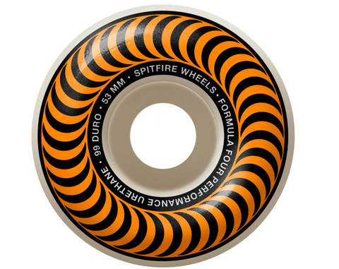 Spitfire F4 Formula 4 99a OG Classic Swirl 53MM Skateboard Wheels - White w/ Orange