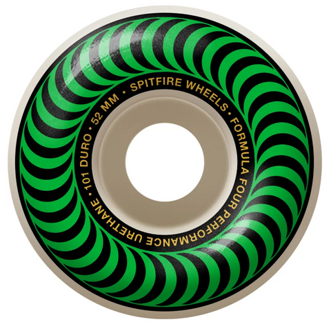 Spitfire F4 Formula 4 101a OG Classic Swirl 52MM Skateboard Wheels - White w/ Green