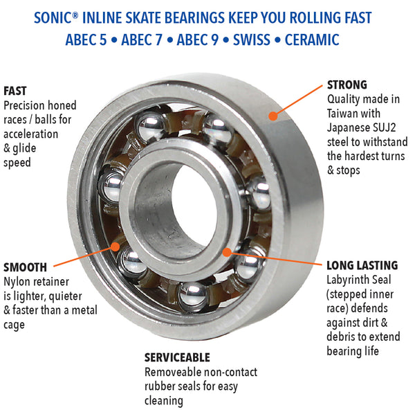 Sonic ABEC 9 Bearings 16-pack