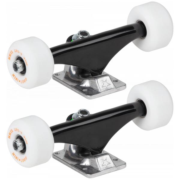 Mini Logo Trucks + ML Bearings + A-cut 53mm 101a White Wheels (Set of 2)