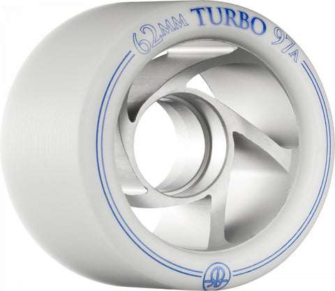 Rollerbones Turbo Wheel Clear Aluminum Hub 62mm 97a 8pk - Clear - White - Sale