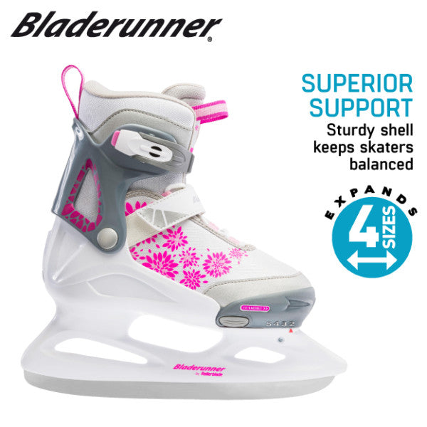 Bladerunner MICRO ICE G Skates - WHITE/PINK - 12J-2, 2-5, 5-8 Adjustable Size - Ice Skates - Sale